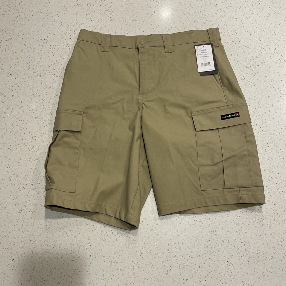 NWT QUICKSILVER MENS CARGO SHORTS TWILL SIZE 30 Khaki
